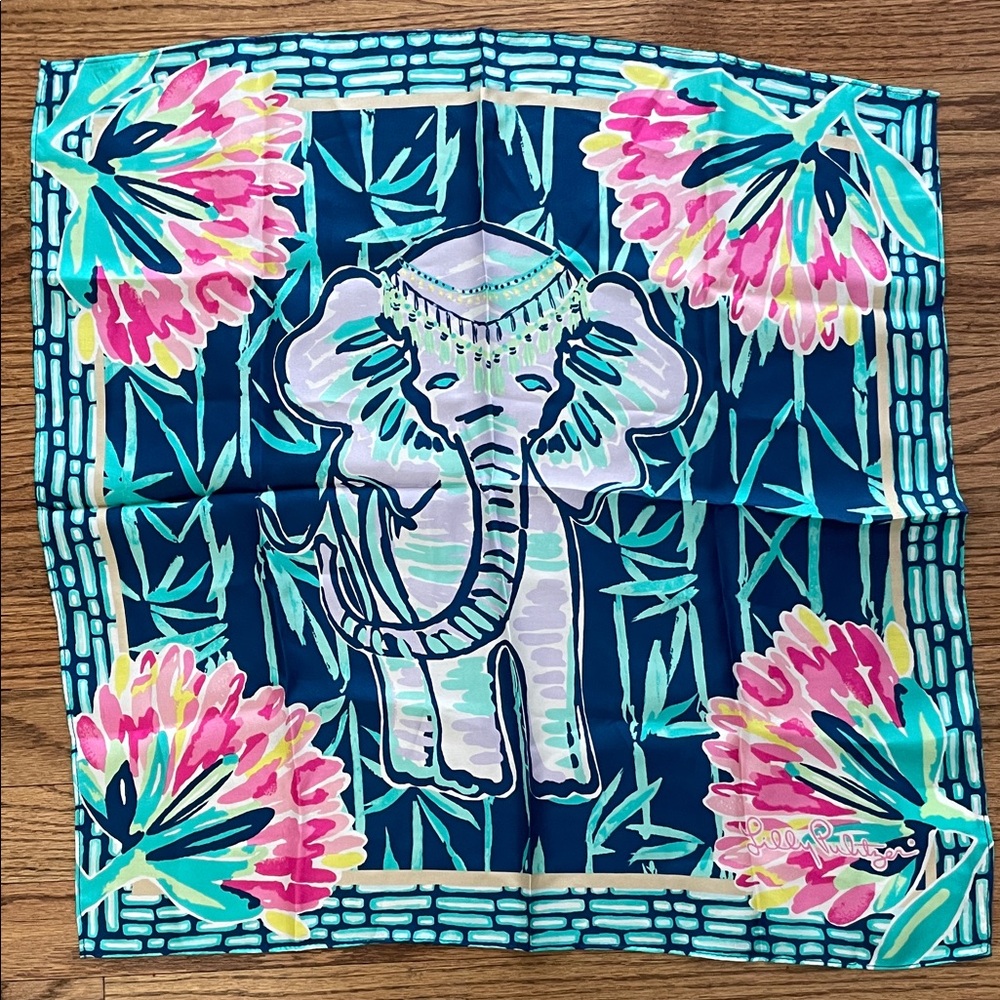 Lilly Pulitzer Blue and turquoise Elephant Scarf